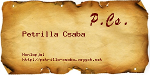 Petrilla Csaba névjegykártya